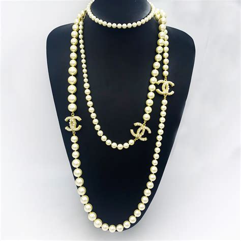 chanel gold multi necklate with pearls|authentic chanel necklace for sale.